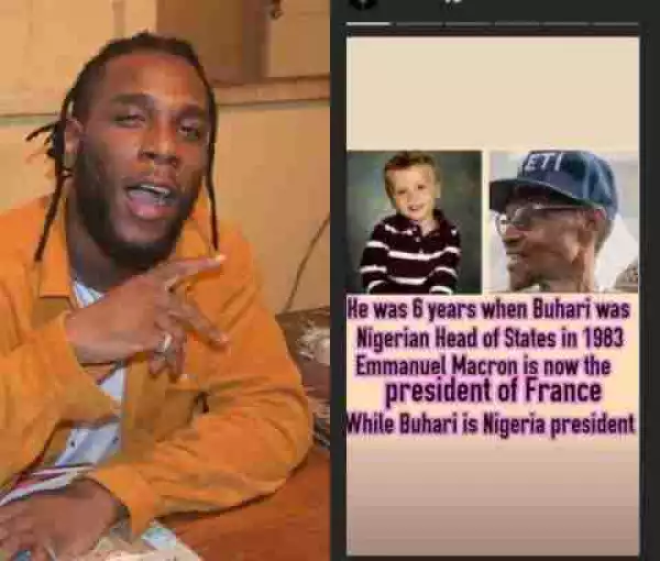 Burna Boy Slams President Buhari, Compares Him With French President (Pics) 